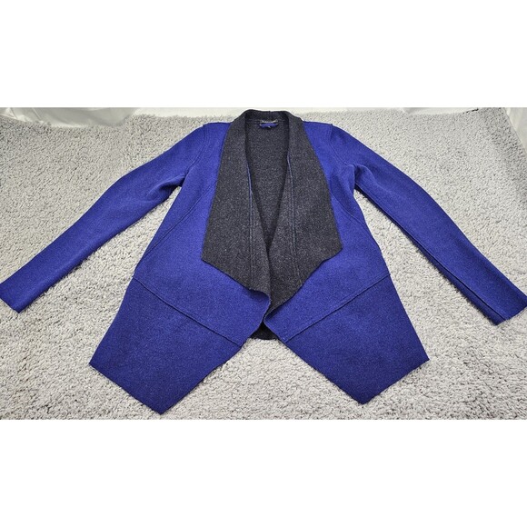 Eileen Fisher Womens Merino Wool Jacket Asymmetric Felted Blue Gray Lagenlook XS - Picture 9 of 14